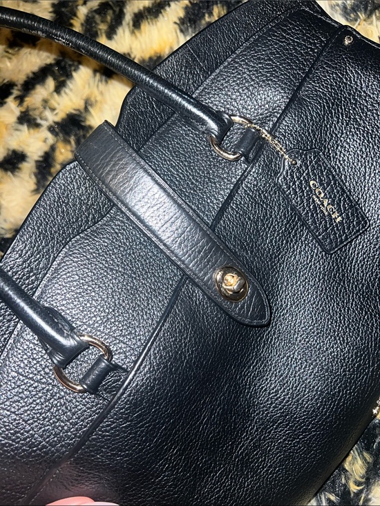 Coach Black Pebbled Leather Shoulder Bag with Gold Hardware